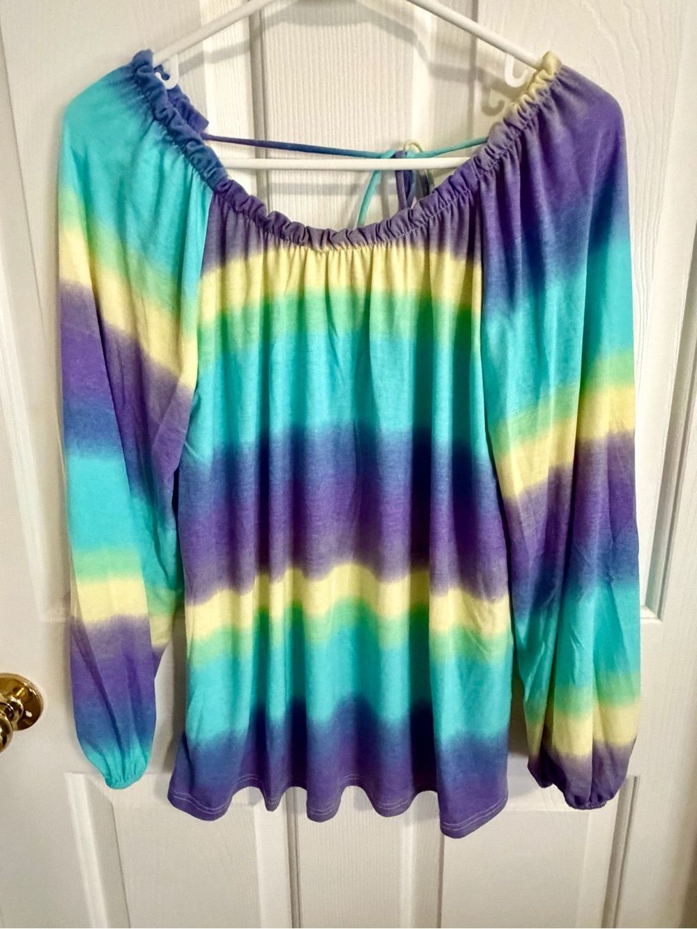 NWOT Sew In Love Multicolor Tie-Dye Peasant Top